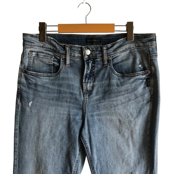 Silver Jeans Beau Girlfriend Fit Jeans Size 30 Light Wash Distressed - Picture 5 of 14